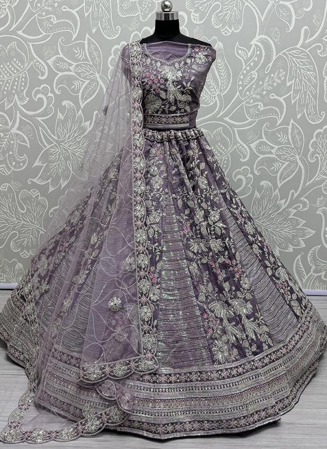 Gadhawal Silk Purple Bridal Wear Embroidery Work Lehenga Choli